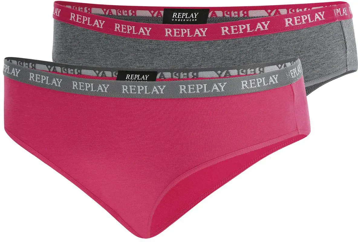 

Трусики бикини Replay "LADY SLIP Style 1 T/C 2шт. упаковка "водопад" (2 шт. в упаковке), с надписью-логотипом, серый
