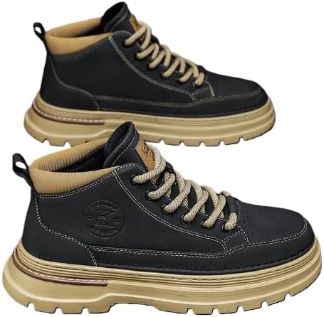 

Мужские модные кроссовки-чукка на шнуровке, кожаные ботинки до щиколотки, легкие, с нескользящей подошвой для ходьбы Txlkgqw, черный