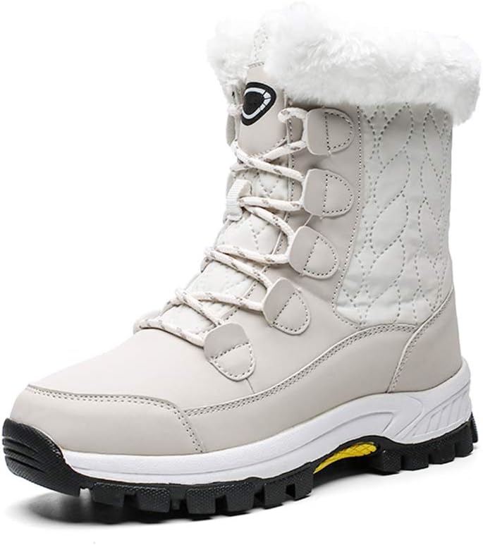 

Зимние теплые высокие ботинки с плюшем, антискользящие, для прогулок на улице, женские хлопковые обувь MNSSRN-MM, белый