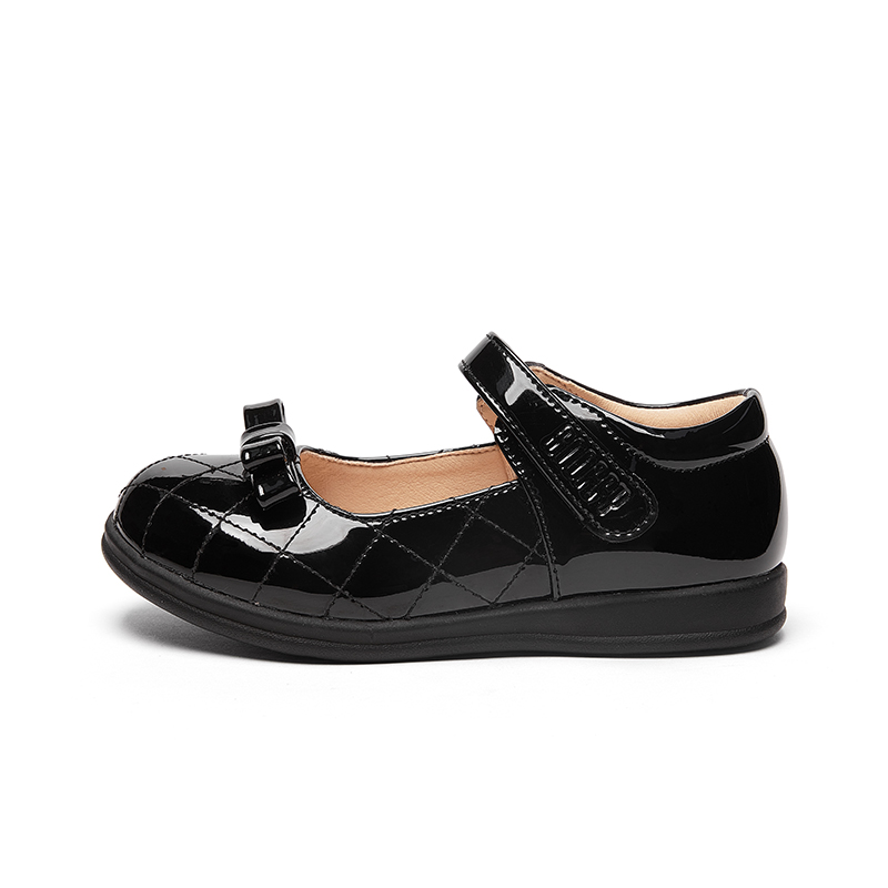 

Snoffy Скользоустойчивые дышащие кожаные туфли Preppy Black Kids'