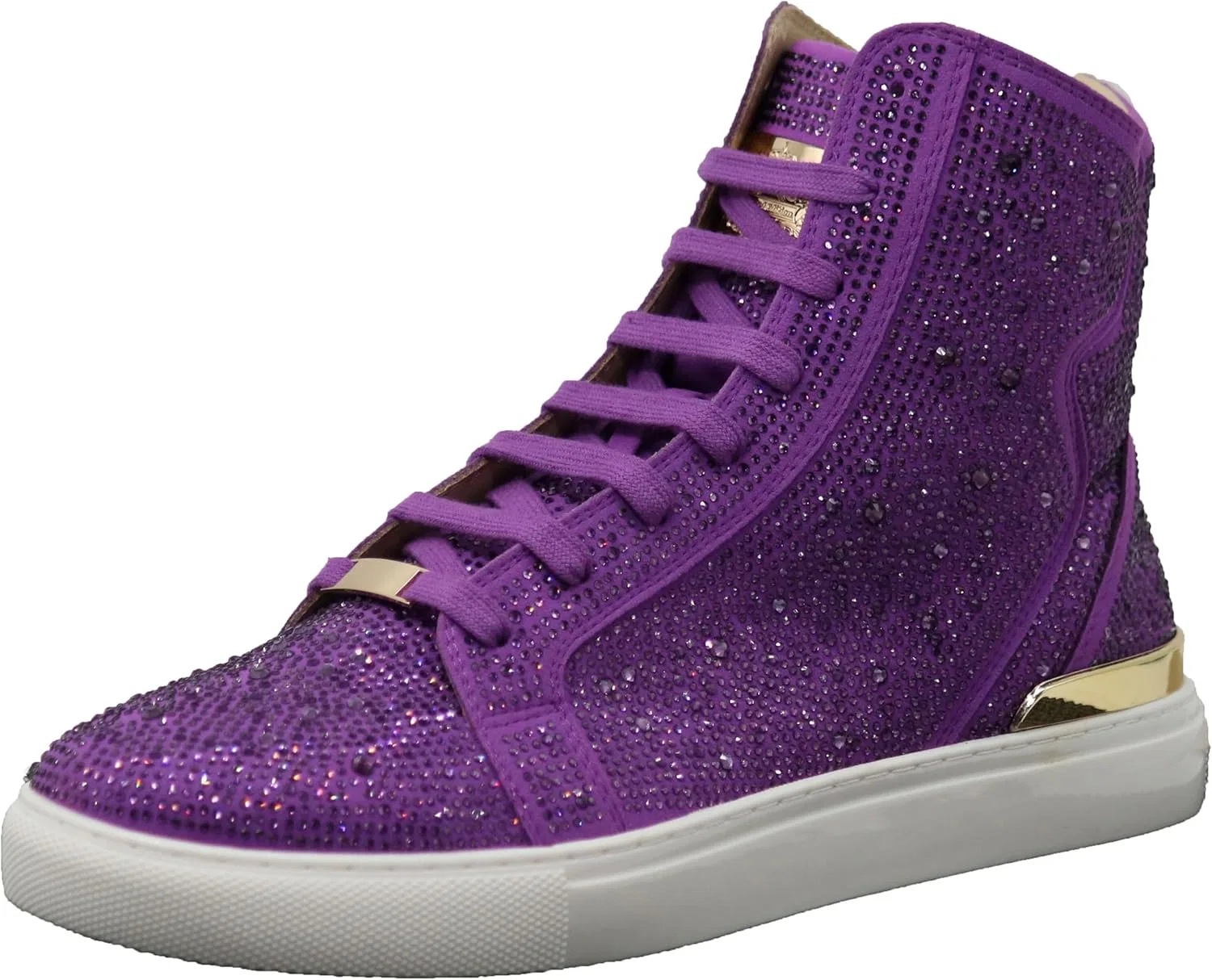 Мужские высокие кроссовки Enzo Romeo с кристальным блеском и стразами, Purple — фото 2