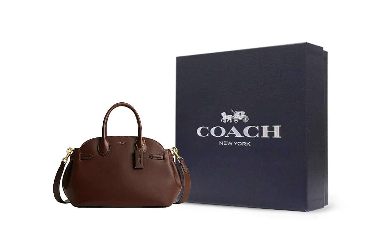 

Empire Cow Leather Shoulder Bag, Crossbody Bag, Handbag Large Size Women's Maple Leaf COACH, gift box set (basic set+черный box)