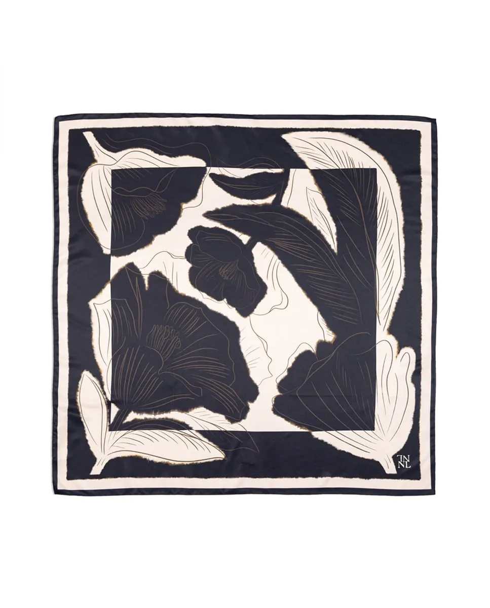 

Шелковый платок для женщин «Абстрактный букет» Naulover, черный
