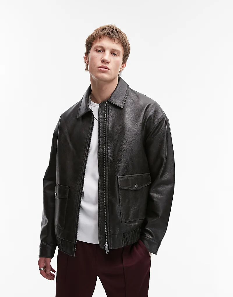 

Куртка из искусственной кожи А2 черного цвета Topman