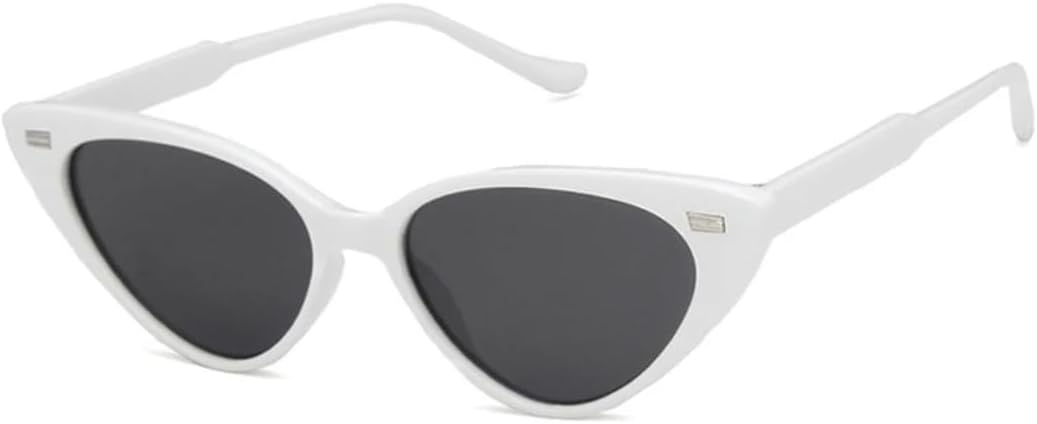 

Модные винтажные солнцезащитные очки «кошачий глаз» с заклепками для женщин и мужчин, солнцезащитные очки в маленькой оправе, женские ретро-очки для путешествий VVTWSSW, White Gray