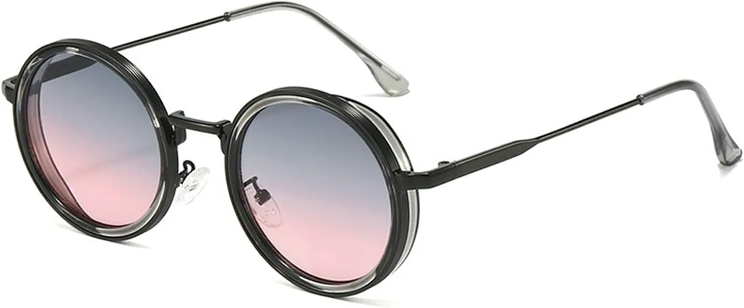 

Ретро круглые панк-солнцезащитные очки для женщин, модные градиентные очки, защита от УФ-излучения UV400, солнцезащитные очки для мужчин mincl, Gray Light Pink