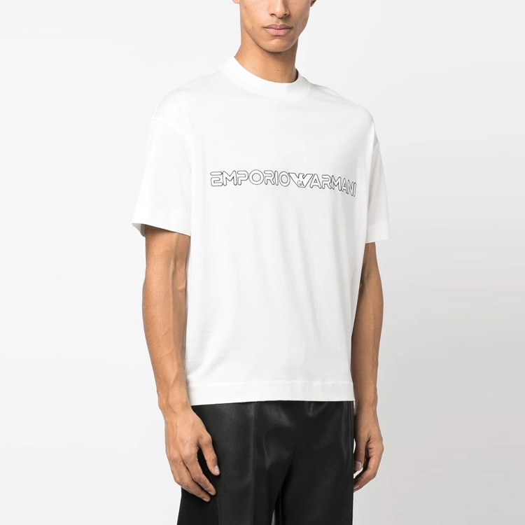 Футболка с коротким рукавом и логотипом EMPORIO ARMANI, белая — фото 4