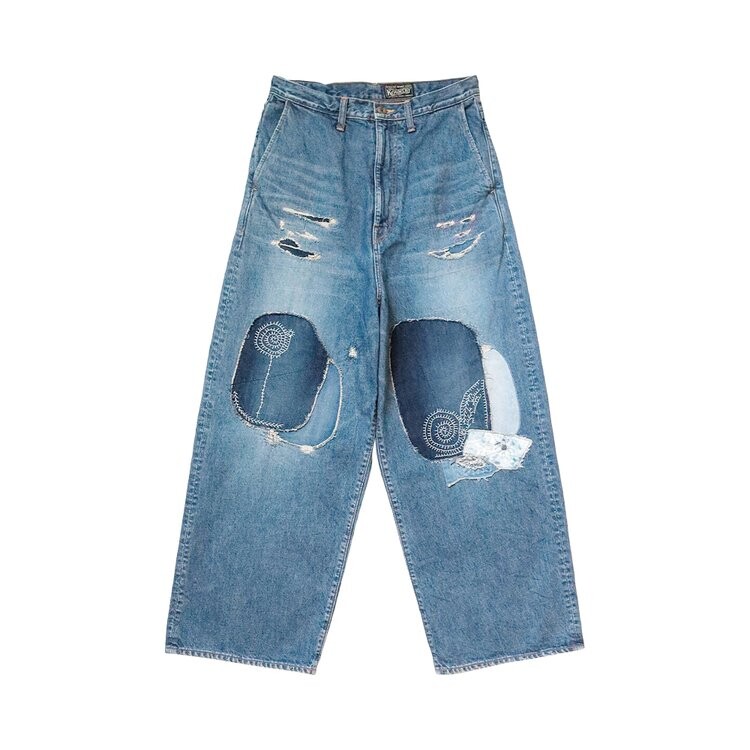 

Брюки Kapital Hippie-Champetre Remake Denim Port Baggy Pants, синий