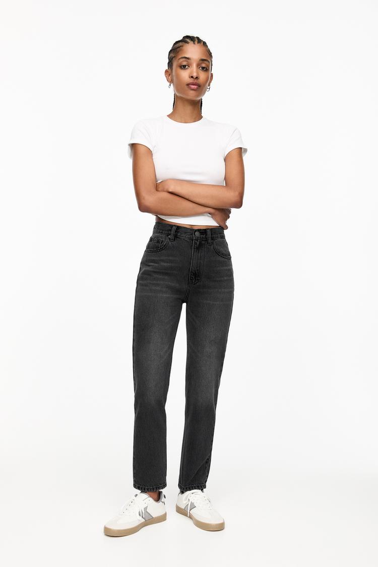 

Джинсы mom с высокой талией Pull And Bear, серый