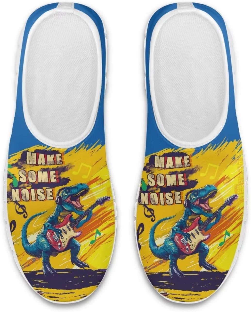 

Мужские повседневные слипоны, комфортная обувь для путешествий и прогулок, легкие, нескользящие, для активного отдыха и спорта, кроссовки для бега, размеры США 5-14 Qoiuvncy, Music Dinosaur