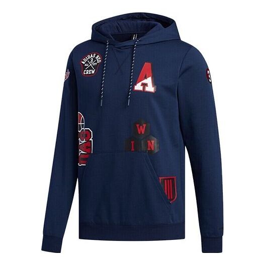 

Толстовка adidas neo Pattern Casual hooded Knit Navy Blue, синий