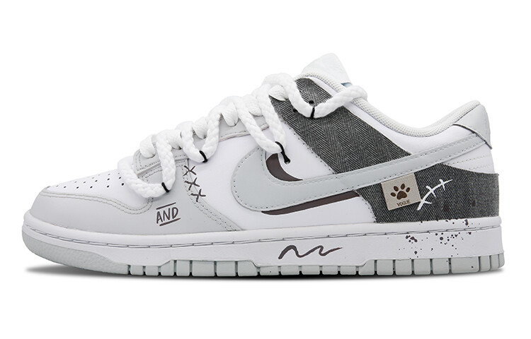 

Кроссовки для скейтбординга Dunk женские, низкие, серый/белый Nike
