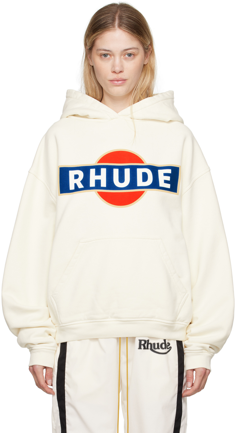 

Белоснежная Винтажная Толстовка Racer С капюшоном Rhude, Vtg white