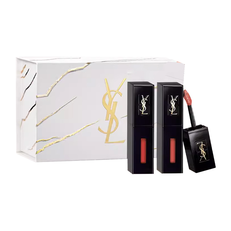 SAINT LAURENT Красный и nude двухцветный блеск для губ box lip gloss увлажняющий уход за кожей увлажнение сияние 2 шт в упаковке — фото 4