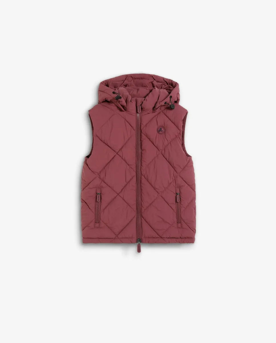 

Детский стеганый утепленный жилет с капюшоном Scalpers, бордовый