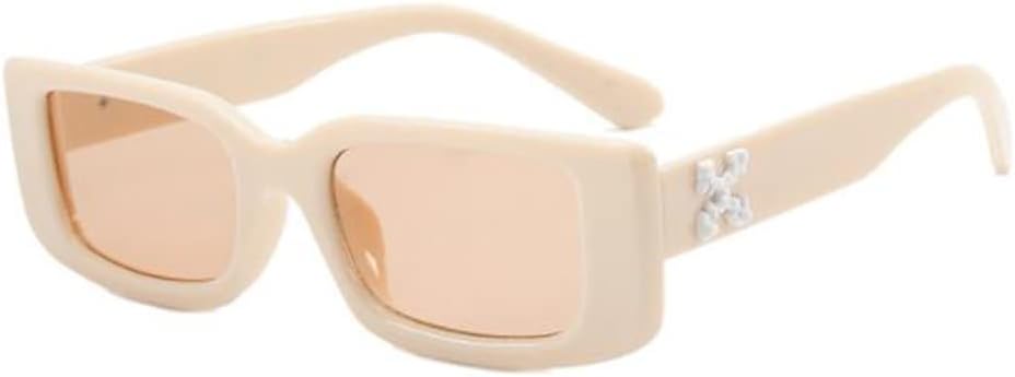 

Маленькие квадратные солнцезащитные очки для мужчин в стиле ретро с декором дужек в виде букв, солнцезащитные очки с защитой от УФ-излучения для путешествий Weloveushop, Ivory,white