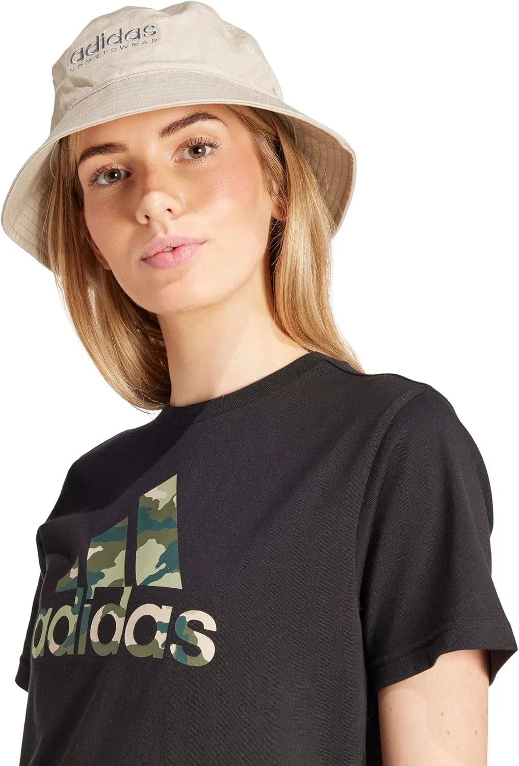 Футболка с принтом adidas Camo, женская, Black — фото 3