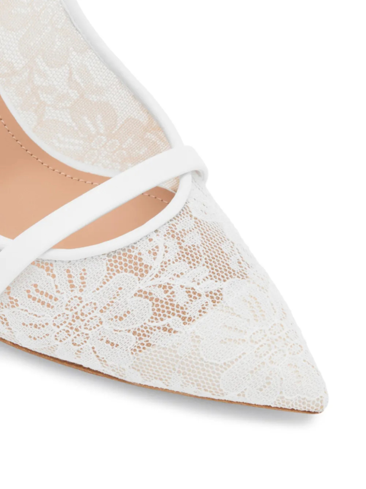 Туфли Marion 85 мм с кружевом и открытой пяткой Malone Souliers, белый — фото 4
