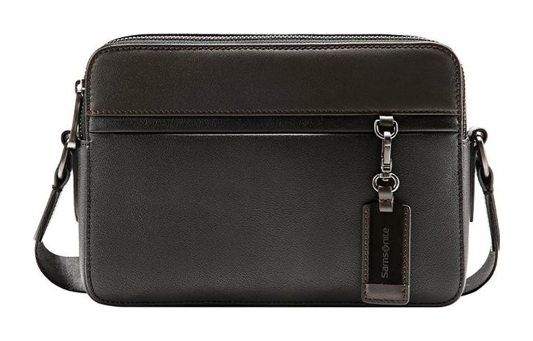 

Samsonite Кожаная наплечная сумка через плечо, мужская черная