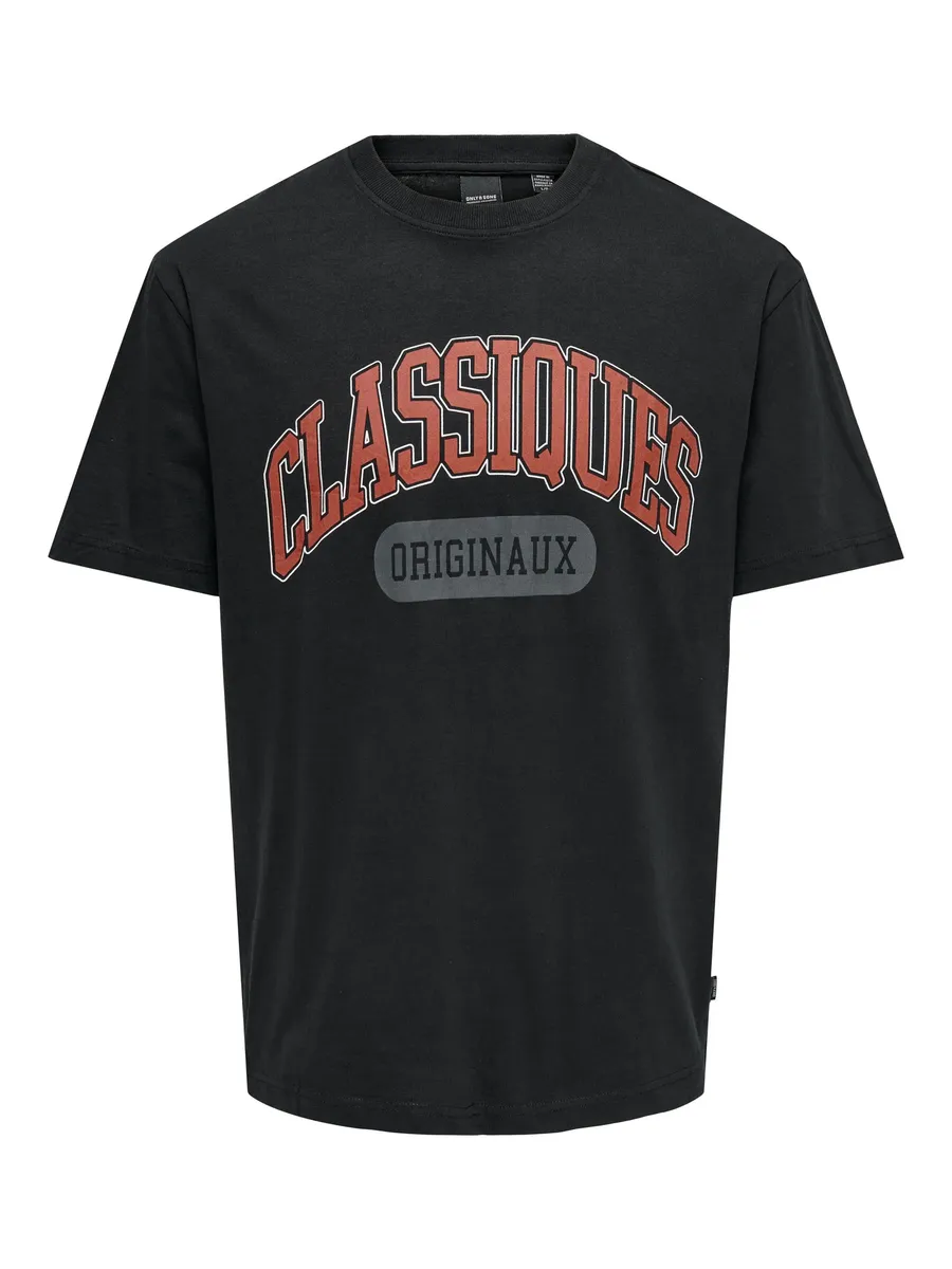 

Рубашка с принтом ONLY & SONS "ONSCLASSIQUES OVZ SS TEE", черный