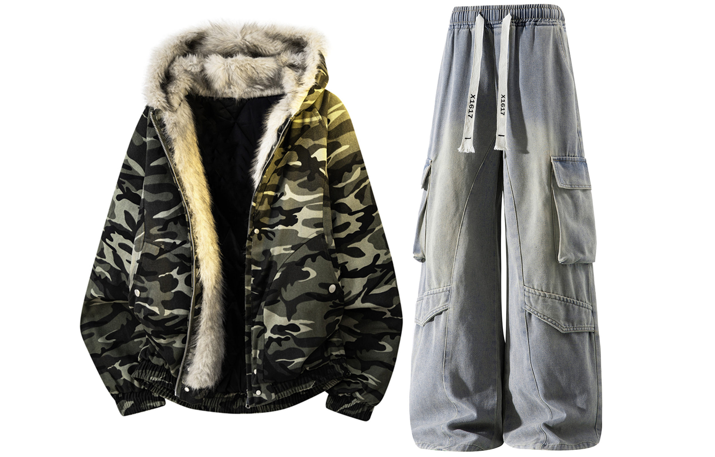 

Толстовка Casual Sportswear утепленная с флисовой подкладкой X1617, camouflage mountain hawk jacket+желтый mud jeans