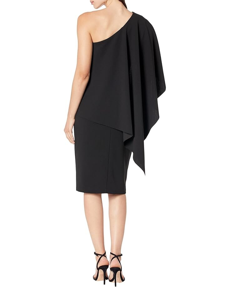 

Платье XSCAPE Midi Scuba Crepe One Shoulder Cape, черный