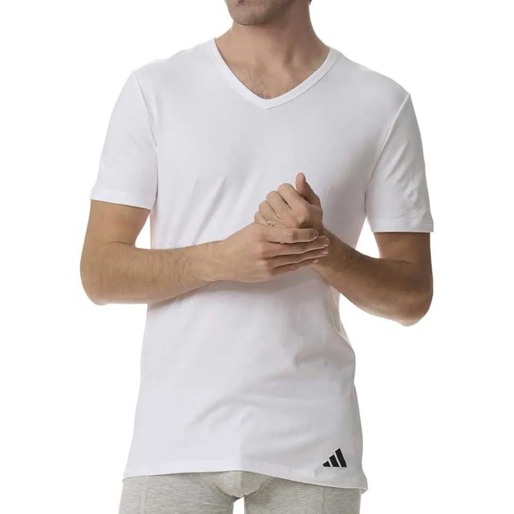 Футболка adidas Active Flex Cotton с коротким рукавом и V-образным вырезом, базовый слой, 2 шт, белый — фото 2