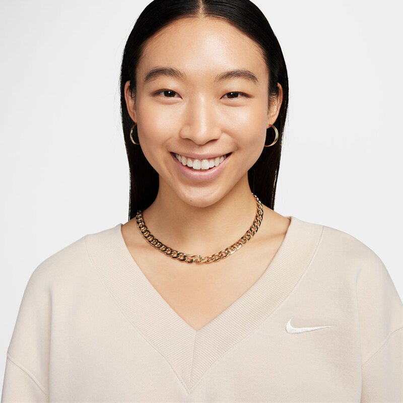 Shirt w nsw phnx flc crop vneck Nike, мультиколор — фото 4