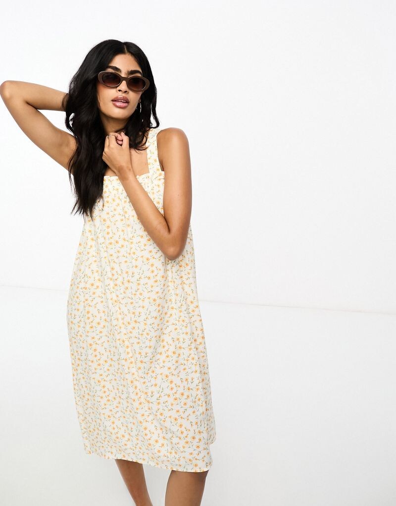 

Y.A.S - Короткое платье кремового цвета с оранжевыми цветами на тонких бретелях