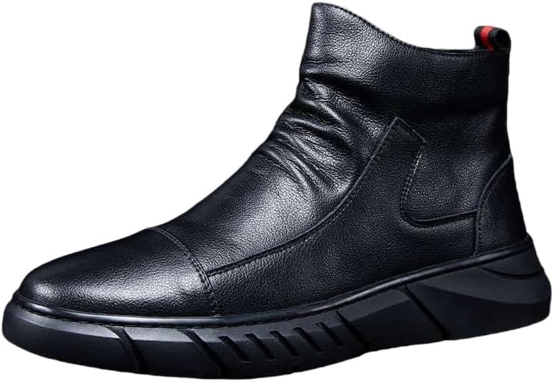 

Мужские высокие черные повседневные ботинки FmShi с боковой молнией, противоскользящие и амортизирующие, челси, теплые деловые туфли