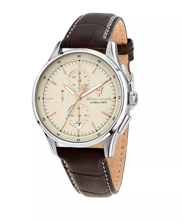 

Мужские часы-хронограф из коричневой кожи, 42 мм Maserati