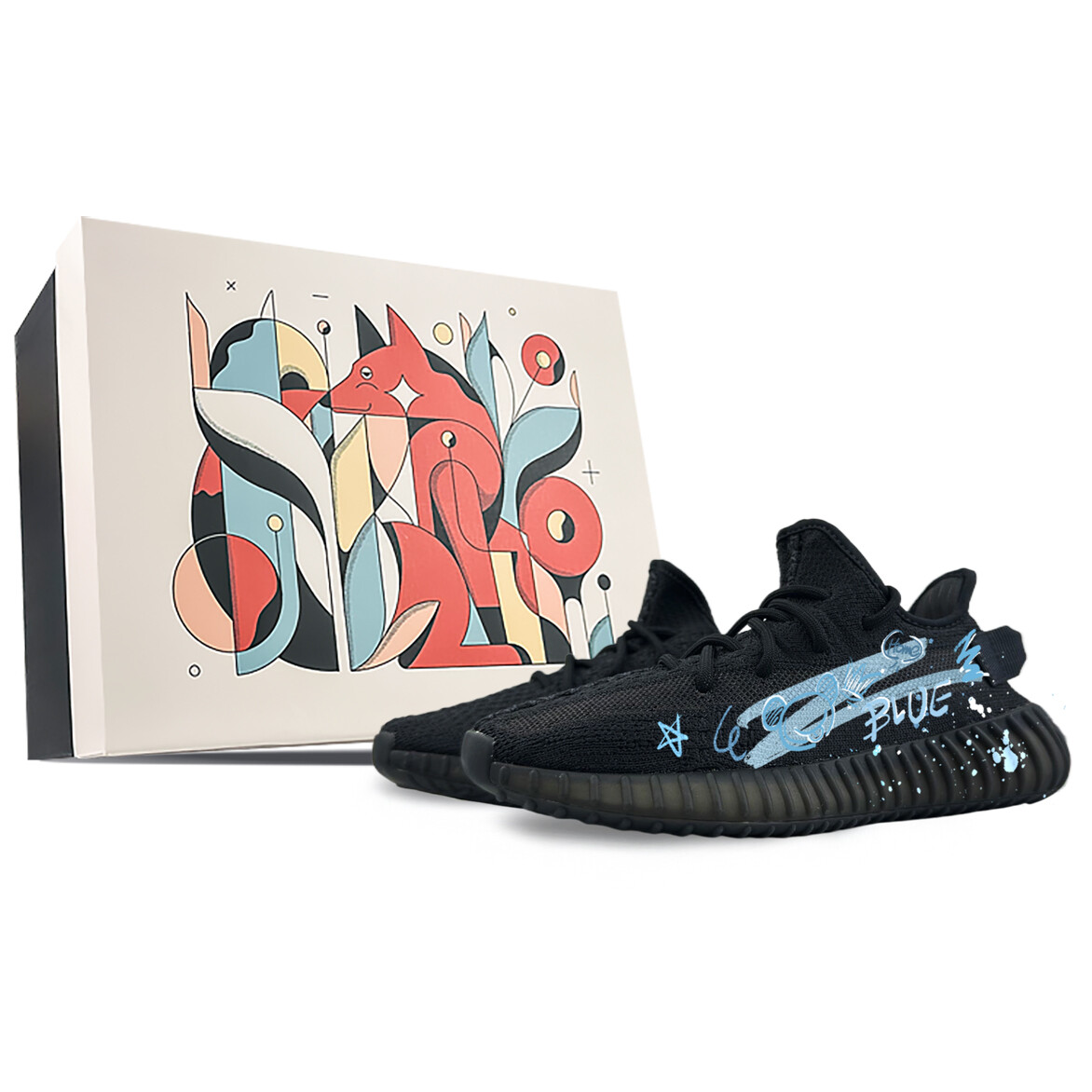 

Кроссовки adidas originals Yeezy Boost 350 V2 Lifestyle Shoes Unisex Low-top Blue, черный