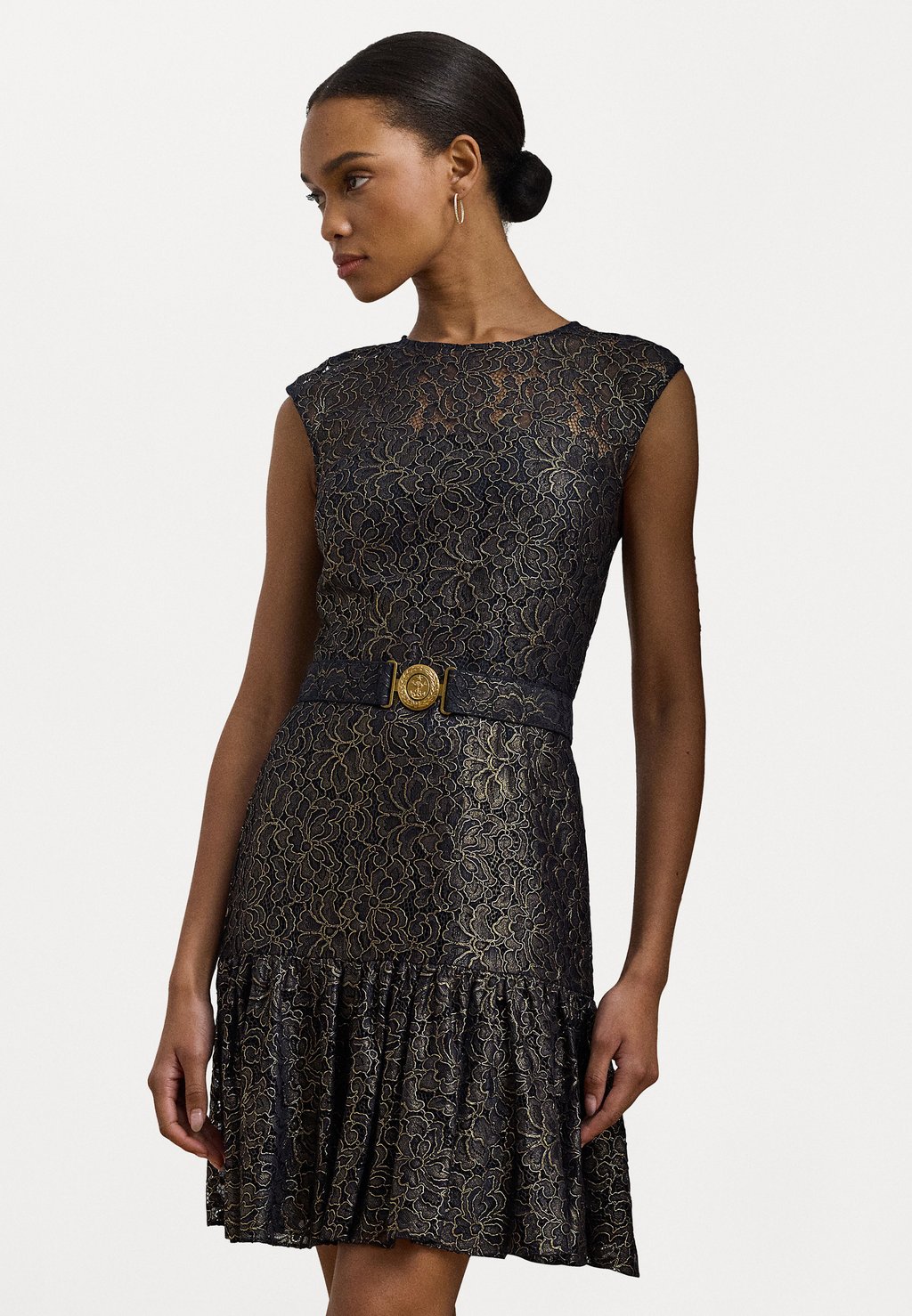 

Коктейльное/вечернее платье BELTED METALLIC LACE COCKTAIL DRESS Lauren Ralph Lauren, темно-синий