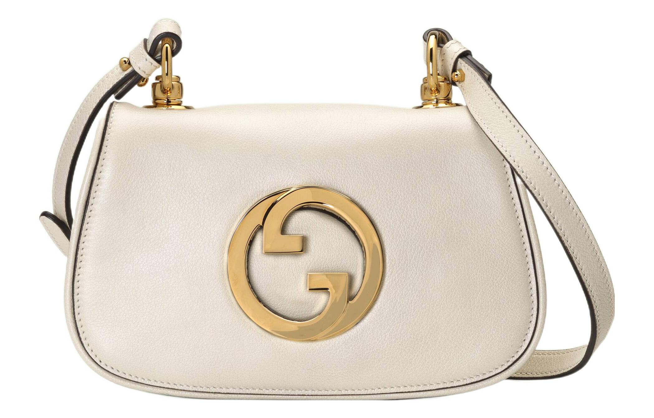 Женская кожаная сумка через плечо GUCCI мини белая — фото 3