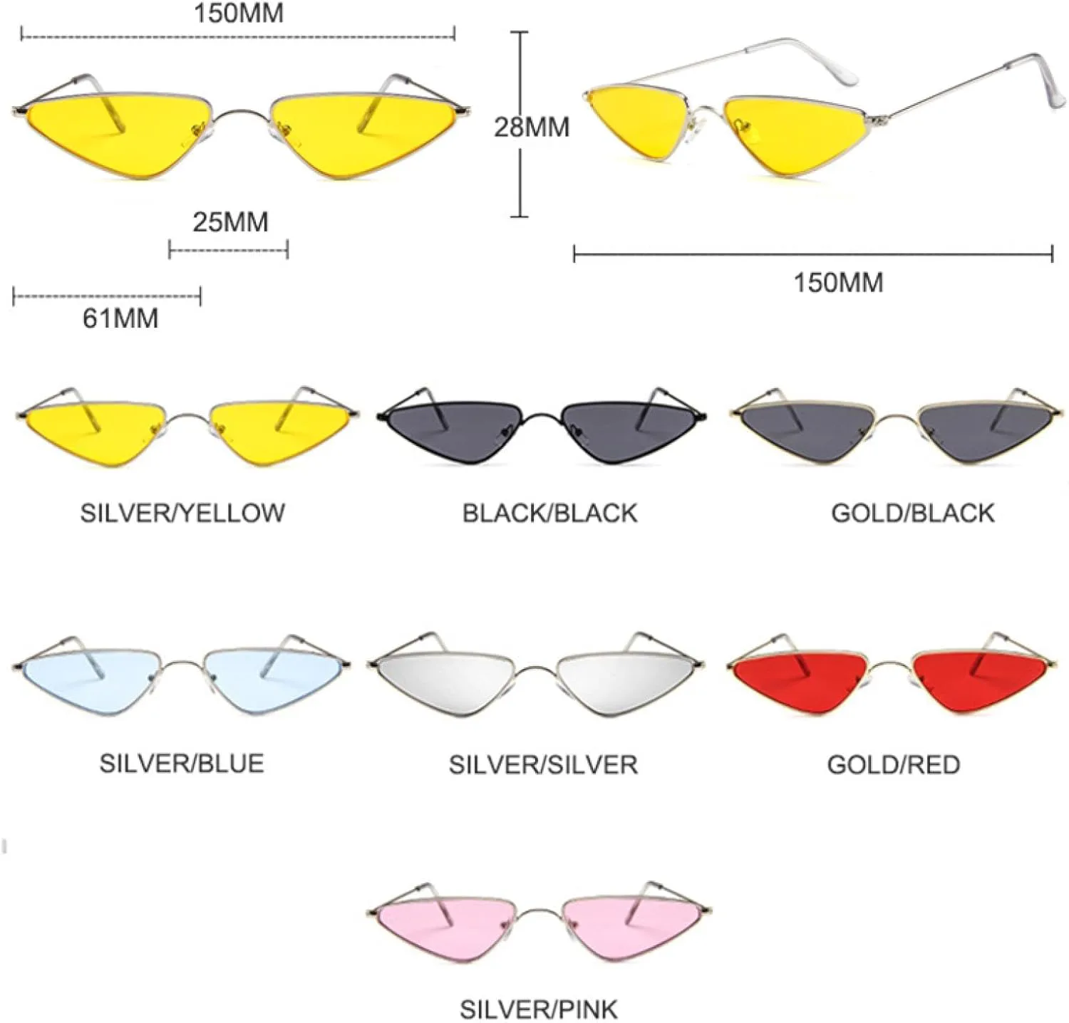 

Винтажные солнцезащитные очки «кошачий глаз» для женщин и мужчин, с уникальным треугольным металлическим дизайном и защитой от УФ-излучения UV400 TVTBBVV, Gold-red