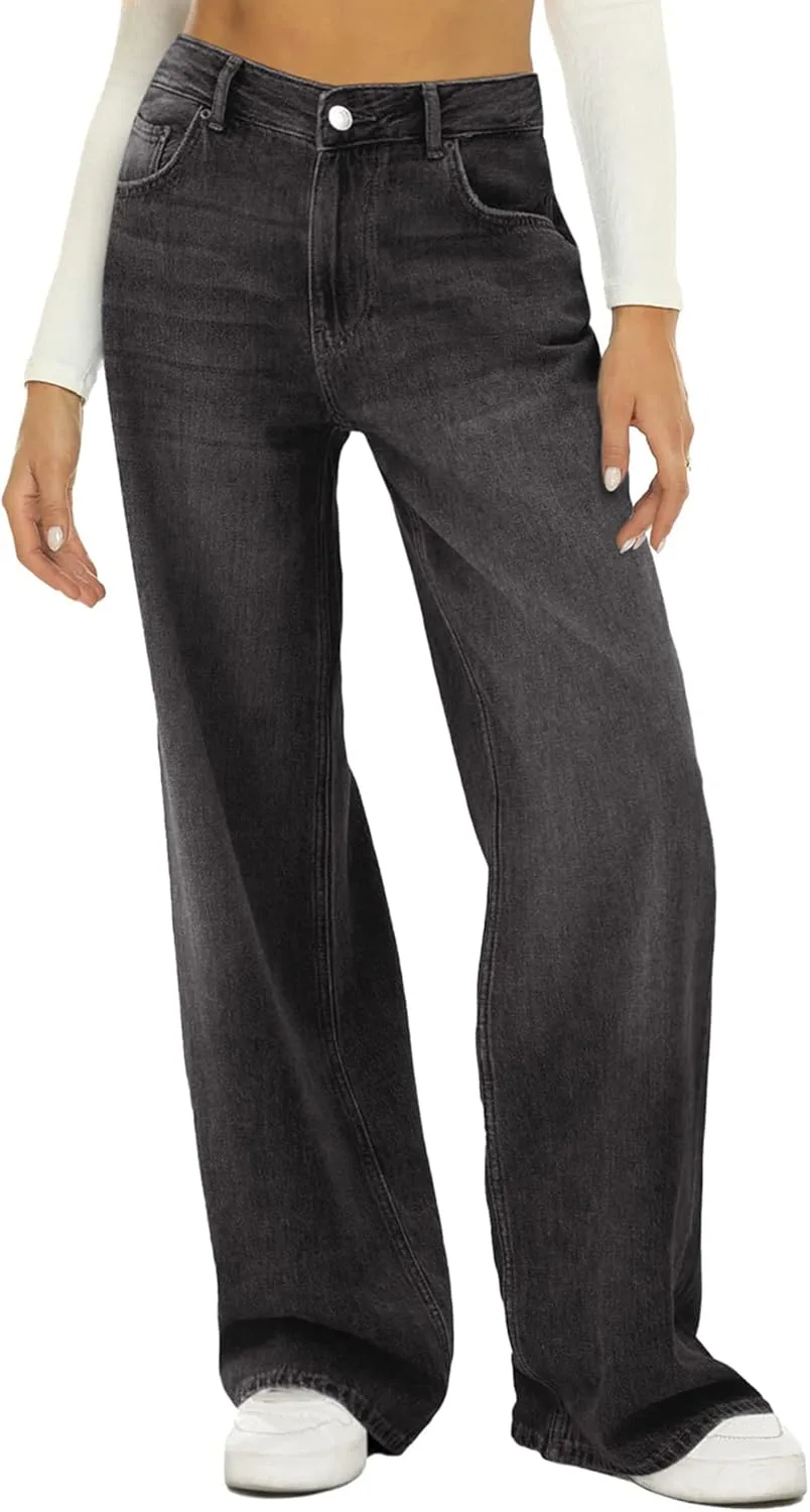 

Owl's-Yard Women's Y2k Loose Boyfriend High Waist Baggy Jeans с боковыми карманами