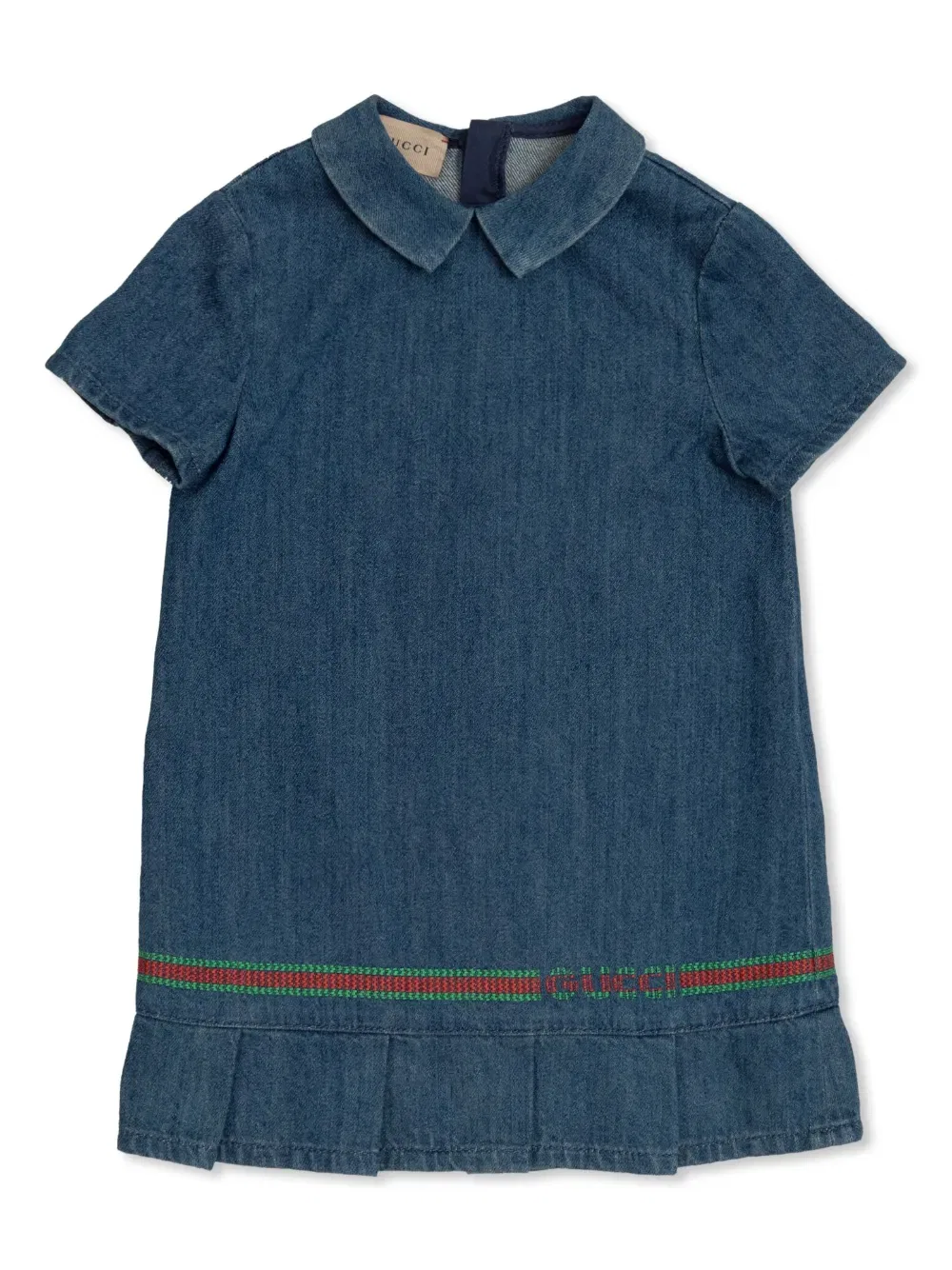 Джинсовое платье с вышивкой в виде сетки Gucci Kids, синий