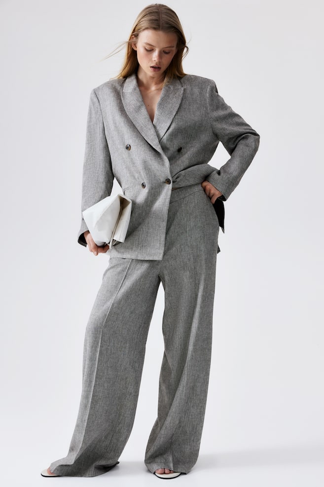 

Широкие брюки из льняной смеси H&M, серый