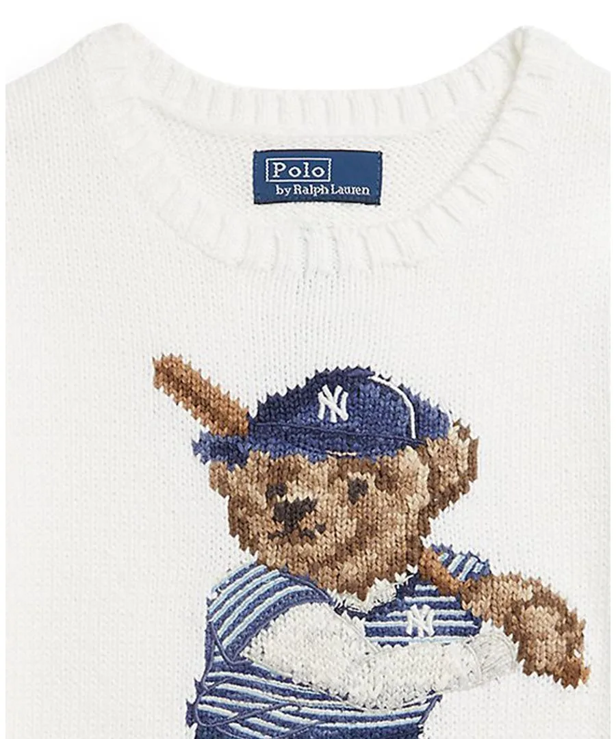 Свитер с круглым вырезом для мальчиков 2-7 лет Polo Ralph Lauren, deckwash белый combo — фото 2