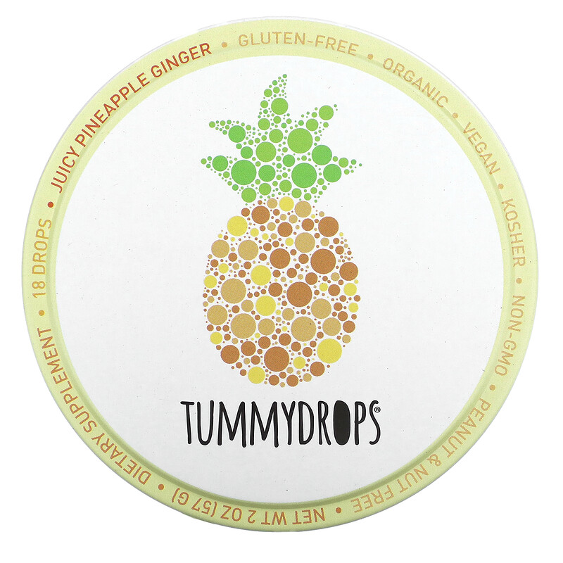 

Tummydrops, сочный ананас и имбирь, 18 драже