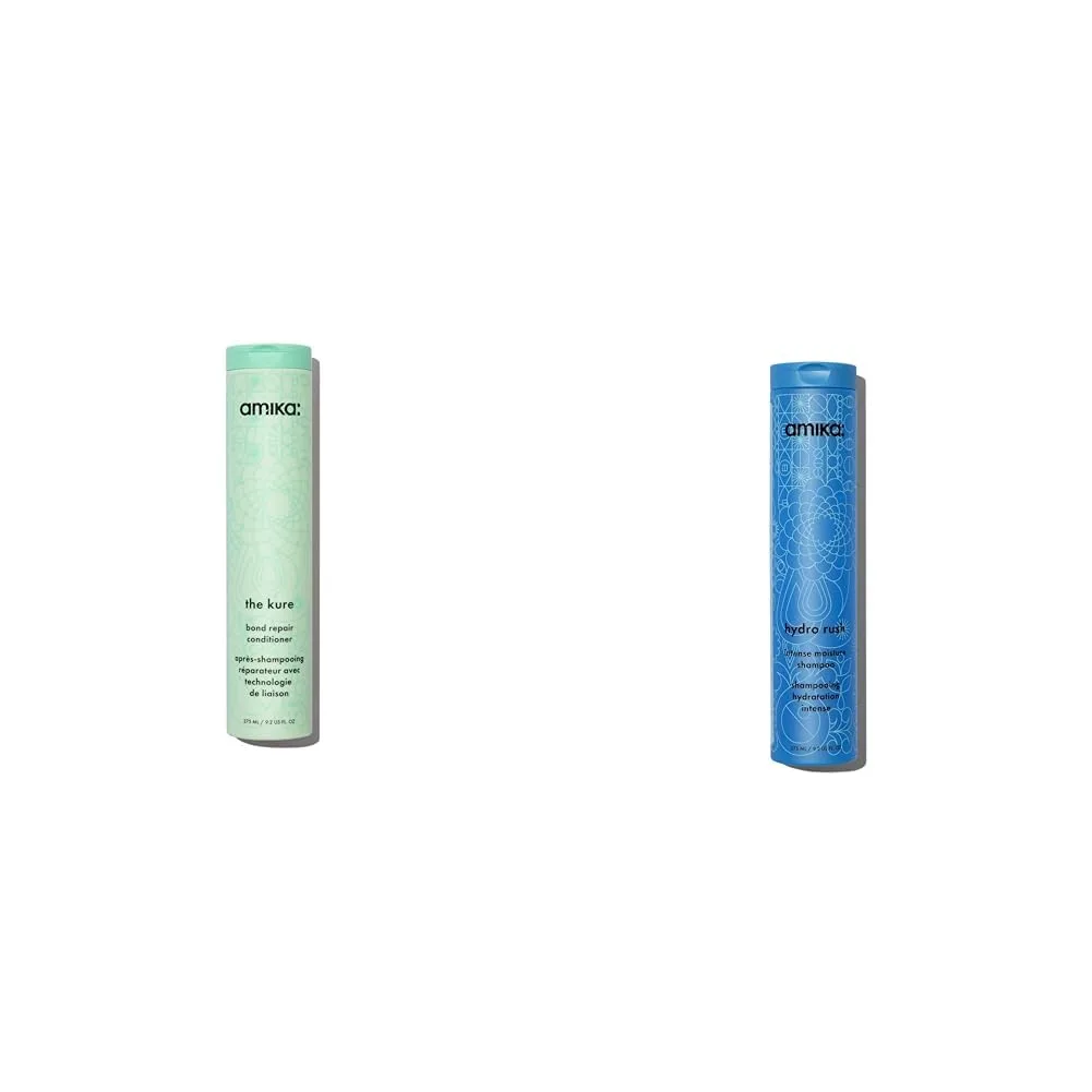 Кондиционер для восстановления волос Amika The Kure Bond Repair, 275 мл, и шампунь Hydro Rush Intense Moisture с гиалуроновой кислотой, 275 мл.