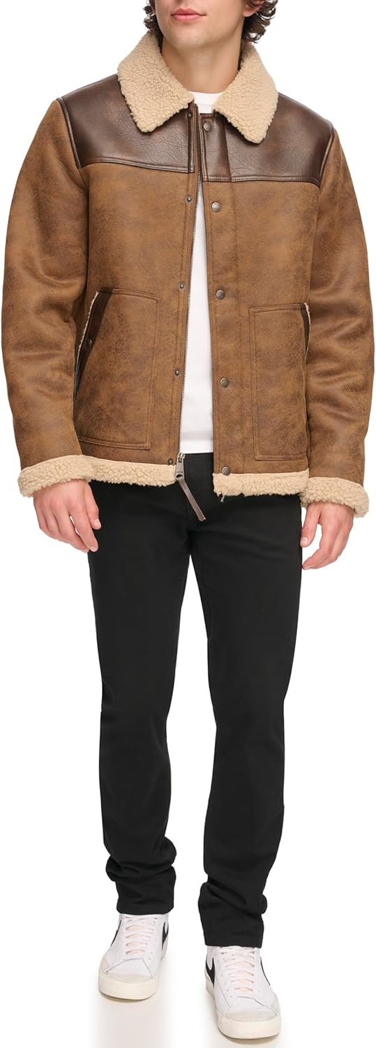 Мужская куртка Levi's из искусственной овчины Levi's из смешанной ткани, Brown — фото 2
