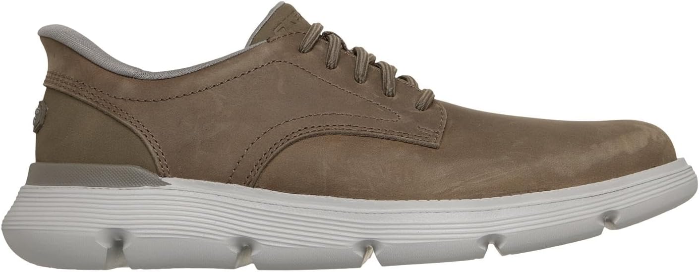 Мужские лоферы Skechers Garza без шнурков, Dark Taupe Leather Synthetic — фото 4