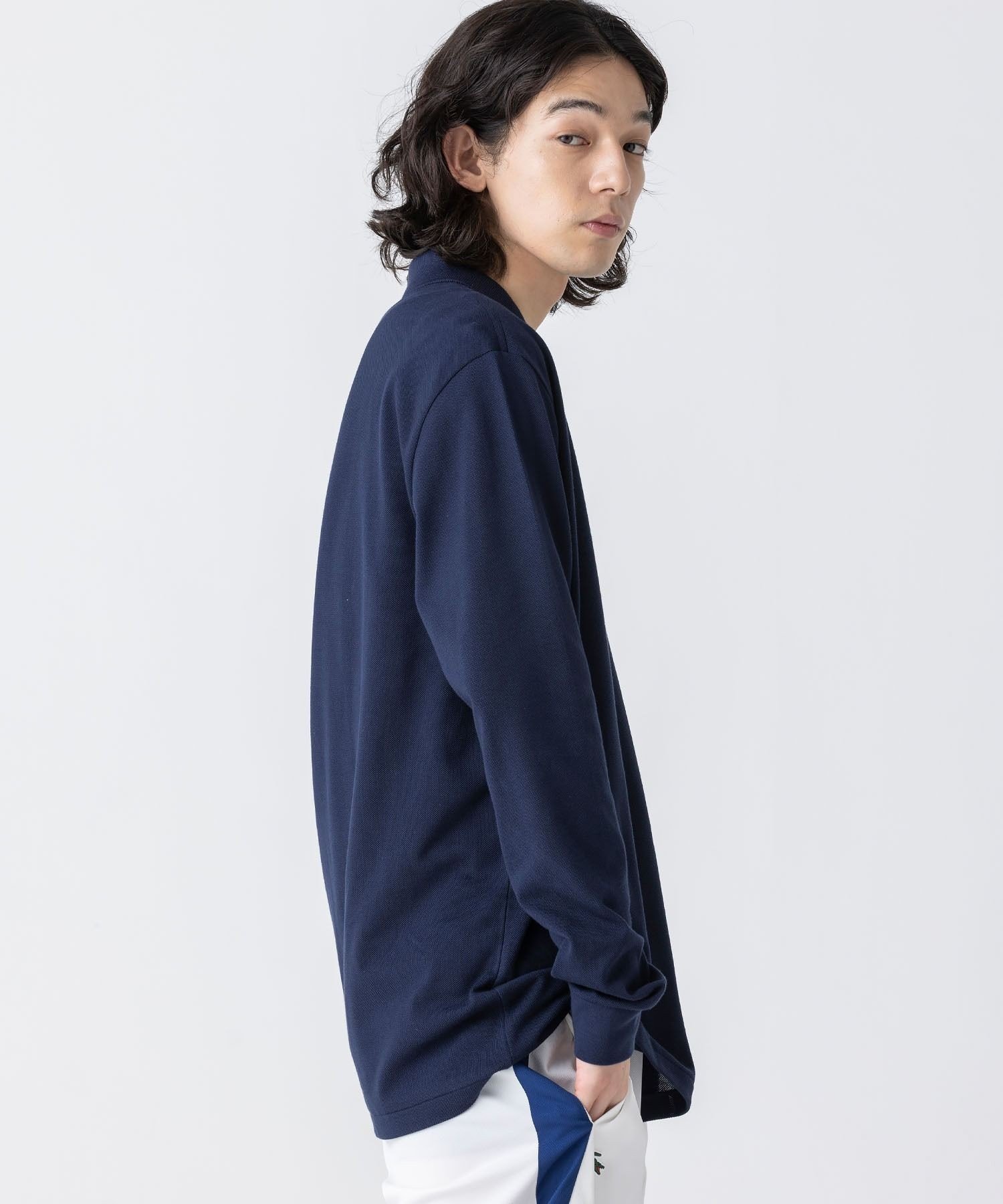 Рубашка-поло с длинным рукавом оригинального кроя LACOSTE, Navy — фото 4