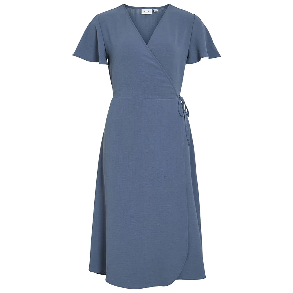 

Платье Vila Lovie Wrap short sleeve midi, синий