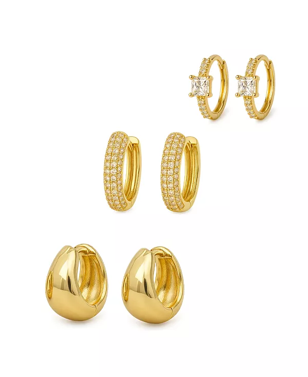 

Изящные серьги-кольца Huggie Hoops - 3 пары Hollywood Sensation, gold