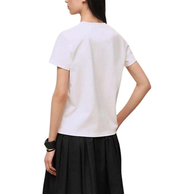 HERMES Футболка Women's White с круглым вырезом, умеренно прямого кроя — фото 3