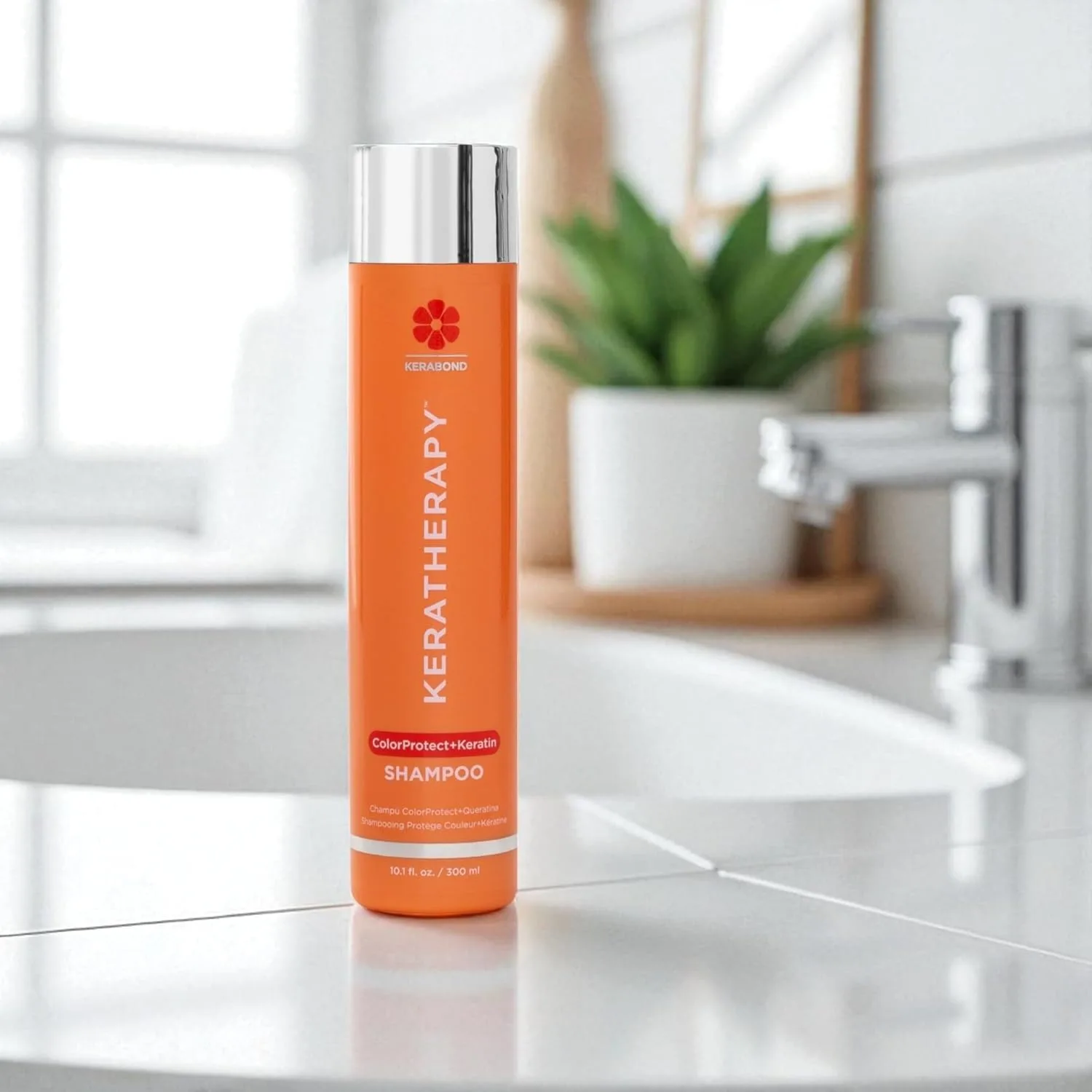 KERATHERAPY Keratin Infused Color Protect шампунь, 300 мл, для окрашенных волос с технологией Kerabond, маслом красной малины, омега-3 и 6 299 мл (.), red — фото 3