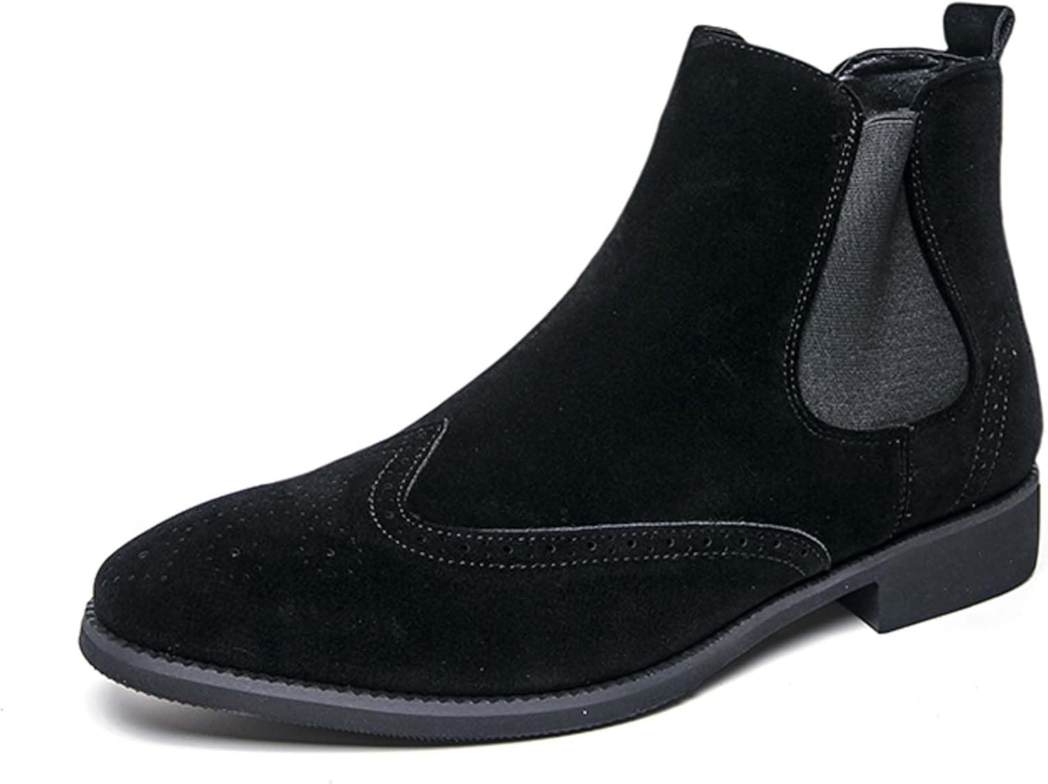 

Мужские ботинки челси: модные замшевые, для делового, повседневного и формального стиля, с противоскользящим покрытием, удобные, подходят для работы, офиса, униформы, банкетных костюмов, свадебных платьев, высокие кожаные ботинки Generic, черный