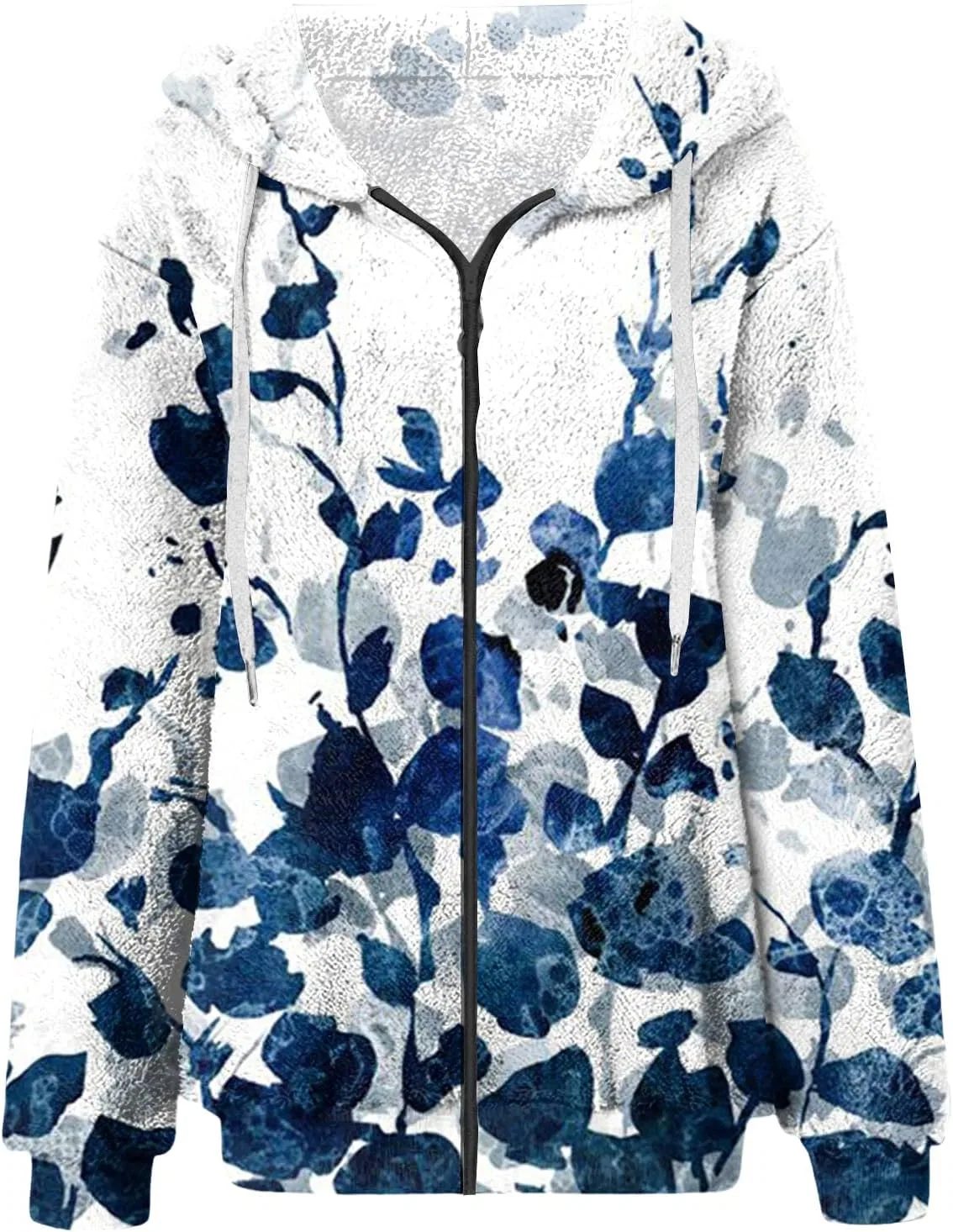 Женская худи с молнией, флисовая, Casual, на капюшоне, 1-sky Blue — фото 2